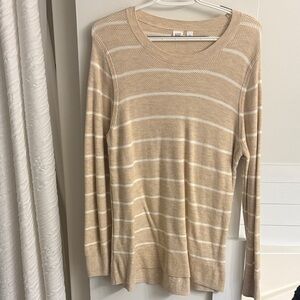 GAP Tan and White Striped Knit Top